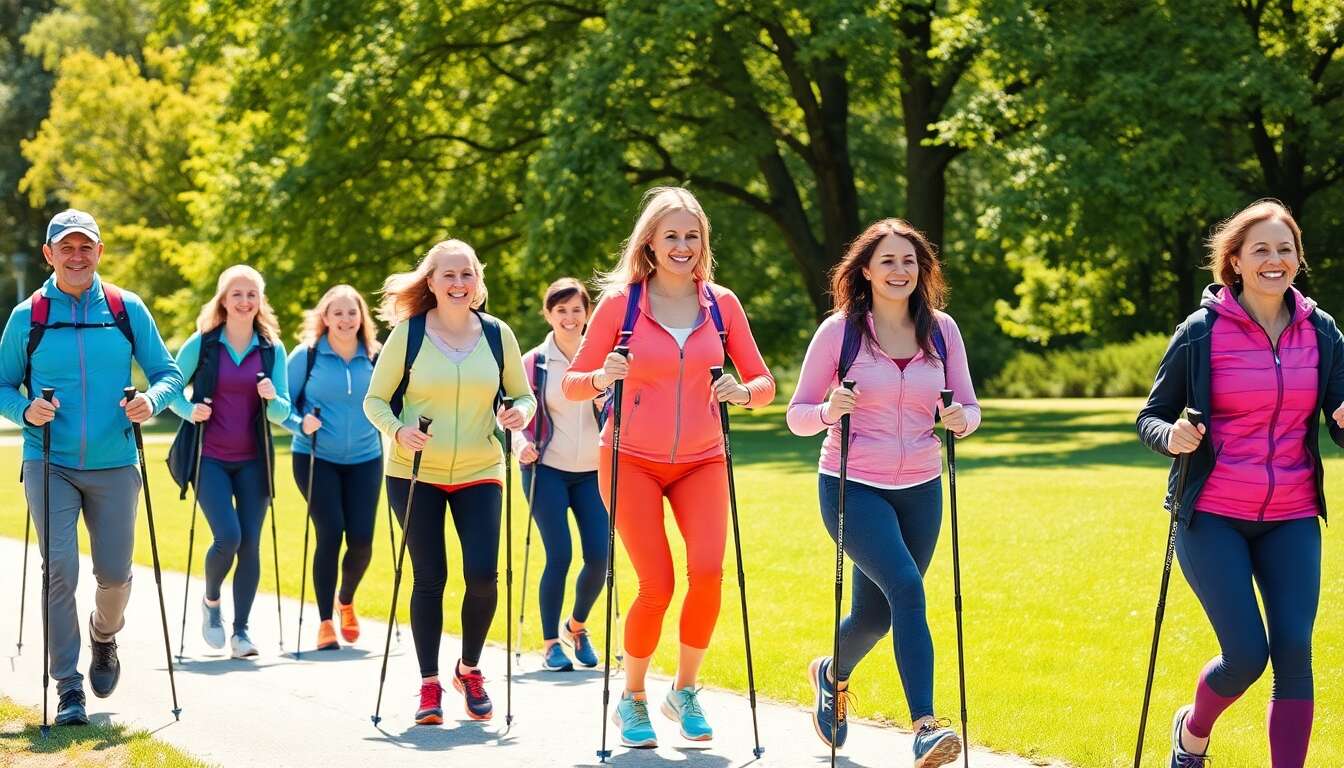 Les bienfaits de l'entraînement en groupe pour progresser en marche nordique Les bienfaits de l'entraînement en groupe pour progresser en marche nordique
